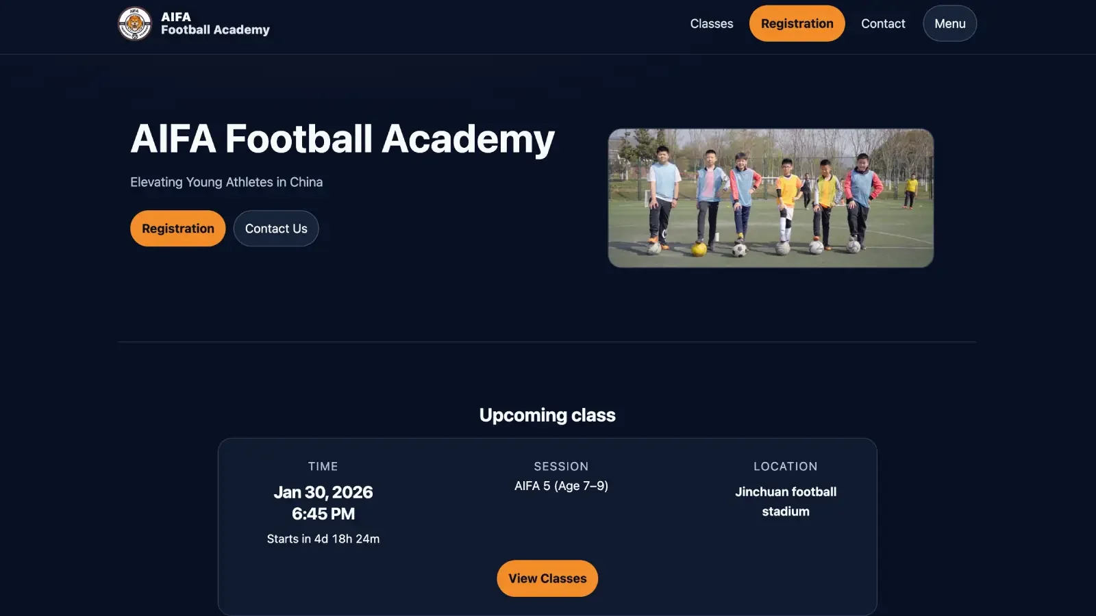 AIFA FC Academy — interface preview